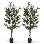 Costway 1,5 m Kunstplanten Set van 2 Kunstolijfbomen met Rea, Huis en Inrichting, Woonaccessoires | Kunstplanten en Kunstbloemen