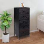 vidaXL Ladekast 42x35x110 cm massief grenenhout zwart, Verzenden, Nieuw
