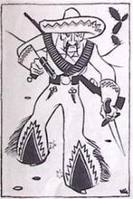 Een bewapende crimineel op spotprent (lijst optie, Lithos), Verzenden