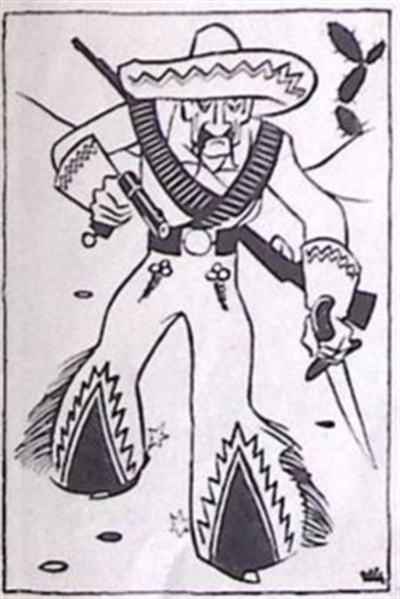 Een bewapende crimineel op spotprent (lijst optie, Lithos), Antiek en Kunst, Kunst | Litho's en Zeefdrukken, Verzenden