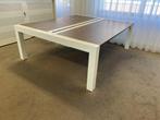 Gebruikt duo bureau KEMBO MI 220x180cm wit/donker eiken, Nieuw in verpakking