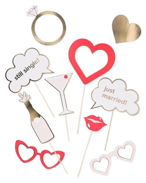 HEMA Party props bruiloft 12-delig, Hobby en Vrije tijd, Feestartikelen, Nieuw, Verzenden