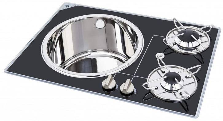 Navy Load Kookplaat 2-Pits met Spoelbak Links 600x420, Caravans en Kamperen, Camper-accessoires, Ophalen of Verzenden