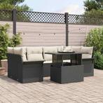 vidaXL Tuin Sofa Set met kussen met opslag 7 pcs Zwart Poly, Verzenden, Nieuw, Rotan
