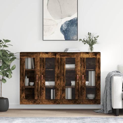 vidaXL Hangkasten 2 st bewerkt hout gerookt eikenkleurig, Huis en Inrichting, Kasten | Buffetkasten, Nieuw, Overige houtsoorten