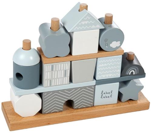 Label Label Blauw Houten Blokken LLWT-25095, Kinderen en Baby's, Speelgoed | Houten speelgoed, Nieuw, Verzenden