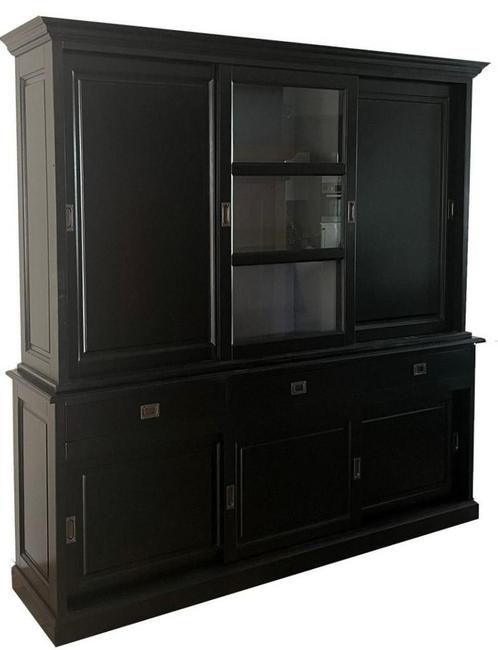 Buffetkast zwart - grijs Putten 220cm dichte zijdeuren, Huis en Inrichting, Kasten | Buffetkasten, Ophalen of Verzenden