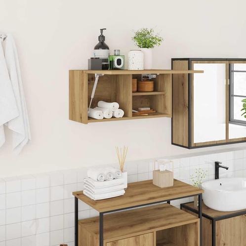 vidaXL Badkamerwandkast 60x25x30 cm bewerkt hout artisanaal, Huis en Inrichting, Tafels | Kaptafels, Nieuw, Verzenden