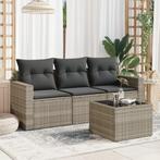 vidaXL 4-delige Loungeset met kussens poly rattan lichtgrijs, Tuin en Terras, Tuinsets en Loungesets, Verzenden, Nieuw, Rotan