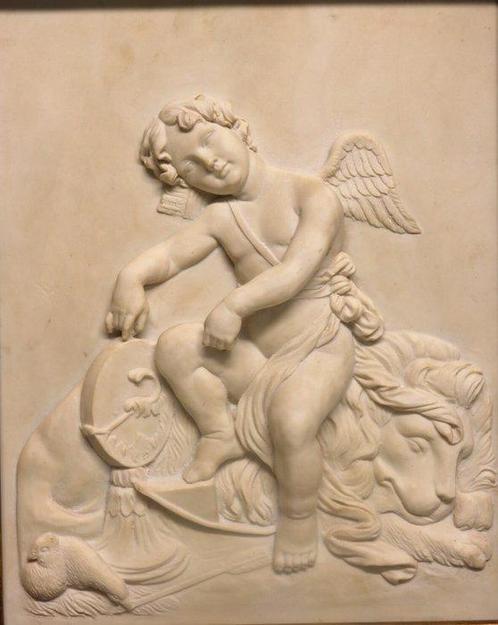 Roe Bros - Raphael house - sculptuur, Engel zittend op leeuw, Antiek en Kunst, Curiosa en Brocante