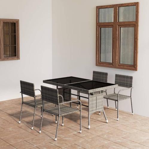 vidaXL 5-delige Tuinset poly rattan antracietkleurig en, Tuin en Terras, Tuinsets en Loungesets, Tuinset, Nieuw, 4 zitplaatsen