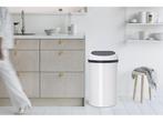 Brabantia Touch Bin Prullenbak - 60 l - Wit, Verzenden, Zo goed als nieuw