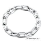 925 zilveren grove schakel armband met twee connectors, Verzenden, Nieuw, Zilver