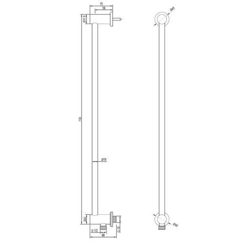 Glijstang Brauer Copper 70 cm Met Wandaansluitbocht Koper, Doe-het-zelf en Verbouw, Sanitair, Ophalen of Verzenden