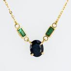 Hanger - 18 karaat Geel goud - 4.00ct. tw. Saffier - Smaragd