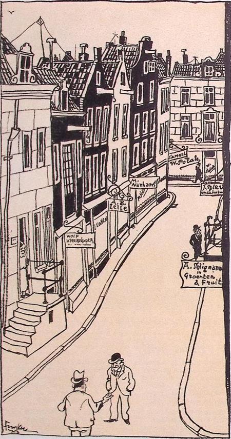 Spotprent Man vergist de sjabbat met een boycot op Duitse..., Antiek en Kunst, Kunst | Litho's en Zeefdrukken, Verzenden