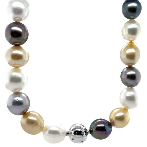 Schoeffel parel collier met diamant 18 krt, Sieraden, Tassen en Uiterlijk, Kettingen, Nieuw, Ophalen of Verzenden