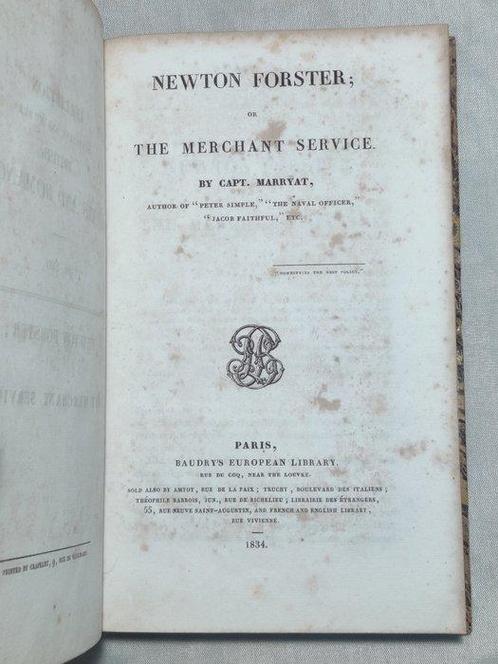 Marryat - Newton Forster; Or, The Merchant Service - 1834, Antiek en Kunst, Antiek | Boeken en Bijbels