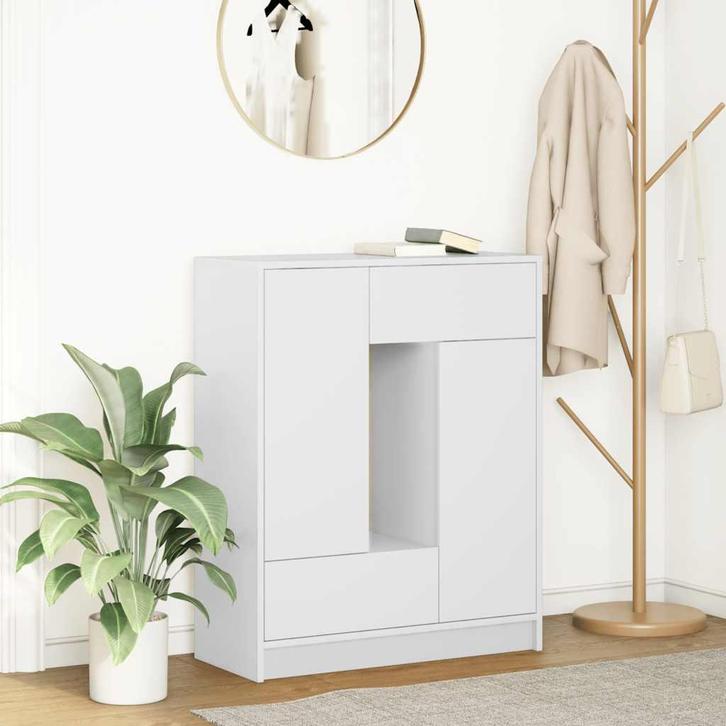 vidaXL Dressoir met lades en deuren 73x31x90 cm wit, Huis en Inrichting, Kasten | Dressoirs, Nieuw, Overige houtsoorten, Verzenden