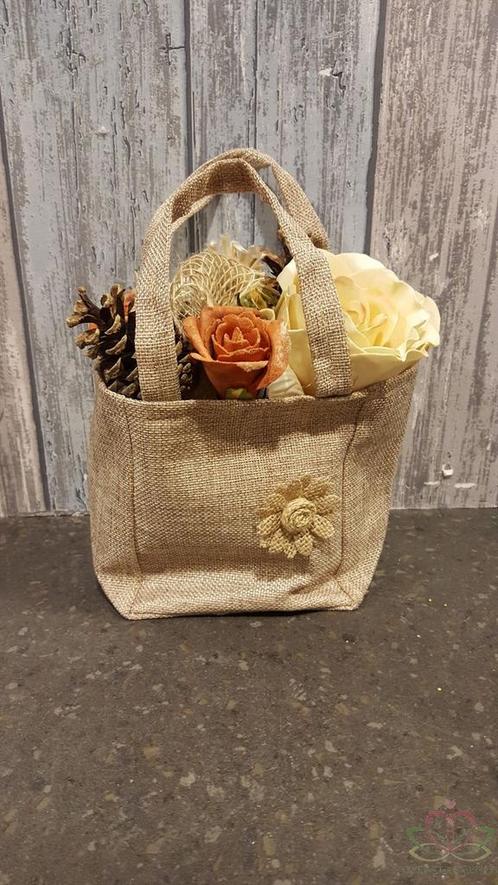 Tasje jute tas natural non-woven 12, 5x11, 5xh14, 5cm./st, Hobby en Vrije tijd, Knutselen, Nieuw, Ophalen of Verzenden