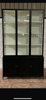 Buffetkast exclusief zwart metaal glas 142 cm breed actie, Huis en Inrichting, Kasten | Buffetkasten, Vitrinekast exclusief zwart metaal glas 142 cm breed actie