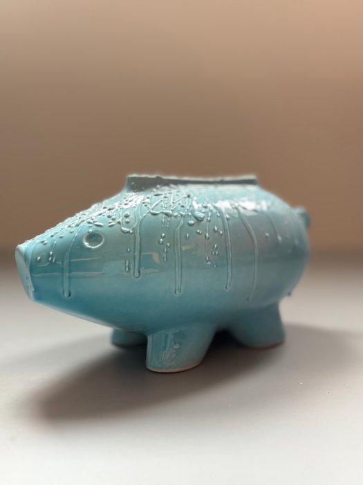 Marcel Wanders - Beeldje, Blue Piggy Bank Blues - 15 cm -, Antiek en Kunst, Antiek | Glas en Kristal