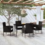 vidaXL 5-delige Tuinset zwart, 4 zitplaatsen, Nieuw, Tuinset, Verzenden