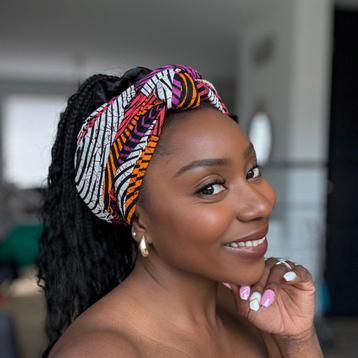 Afrikaanse Oranje & Paars Concentric Circle hoofddoek - head beschikbaar voor biedingen