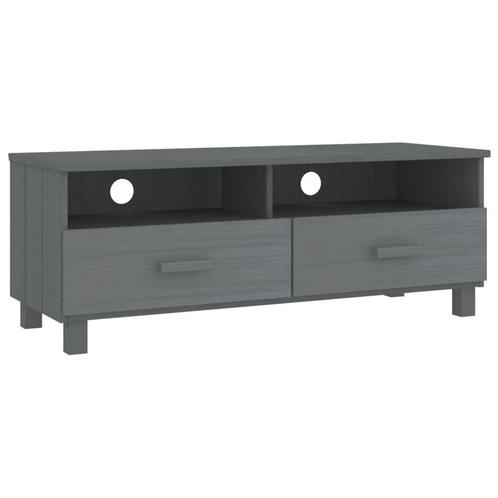 HAMAR Tv-kast - Donkergrijs Massief Hout - OP = OP!, Huis en Inrichting, Kasten | Televisiemeubels, 25 tot 50 cm, Nieuw, Minder dan 100 cm