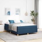 vidaXL Boxspring bed met matras Blauw en Wit 160 x 200 cm, Huis en Inrichting, Verzenden, Nieuw, Blauw, Stof