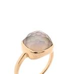 Roségouden ring met maansteen, Sieraden, Tassen en Uiterlijk, Ringen, Gebruikt, Overige kleuren, Ophalen of Verzenden, 17 tot 18
