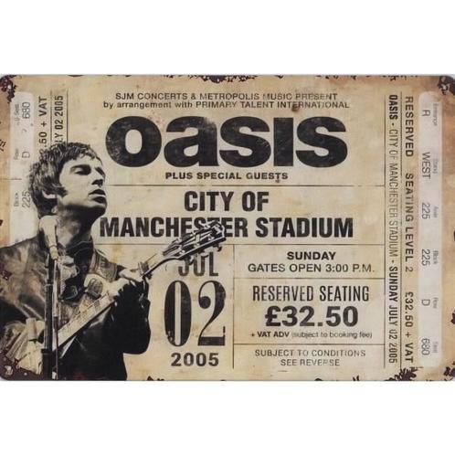 Wandbord - Oasis – City Of Manchester Stadium 2005, Verzamelen, Muziek, Artiesten en Beroemdheden, Poster, Artwork of Schilderij