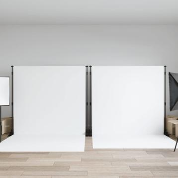 vidaXL Achtergrondstandaards 2 st 305x243 cm staal zwart beschikbaar voor biedingen