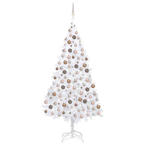 vidaXL Kunstkerstboom met verlichting en kerstballen 210 cm, Diversen, Kerst, Nieuw, Verzenden