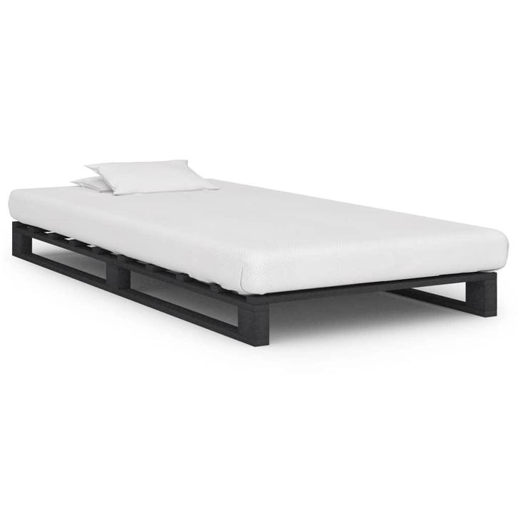 vidaXL Bedframe pallet massief grenenhout grijs 90x200 cm, Huis en Inrichting, Slaapkamer | Bedden, 90 cm, 200 cm, Grijs, Eenpersoons