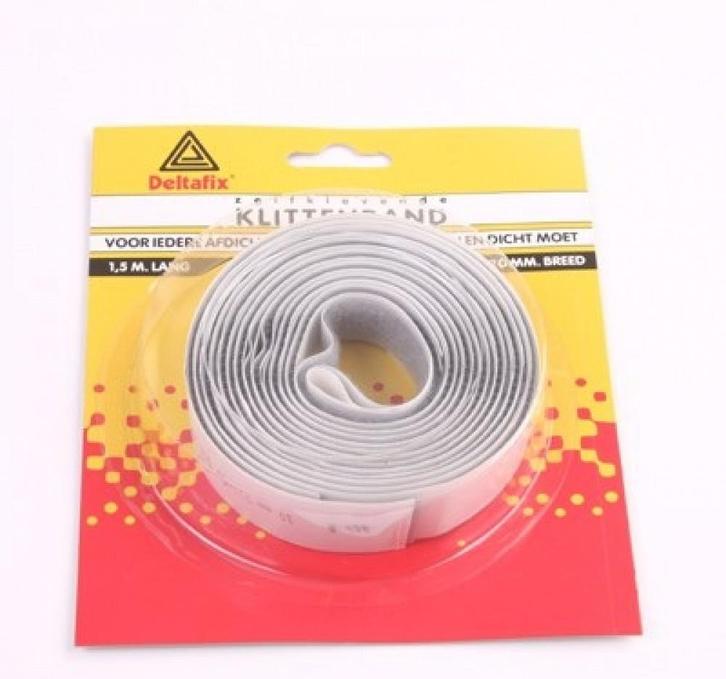 10 stuks Deltafix Klitteband Zelfklevend 1.5mx20mm Grijs, Doe-het-zelf en Verbouw, IJzerwaren en Bevestigingsmiddelen, Ophalen of Verzenden