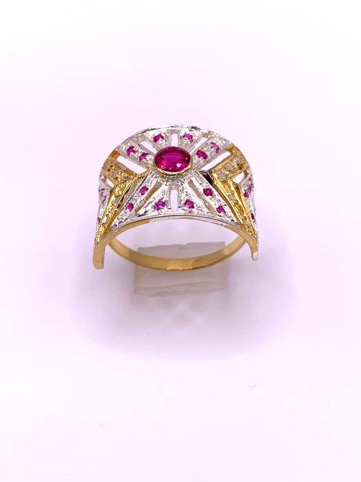 Zonder Minimumprijs - Cocktailring - 9 kt. Geel goud, Zilver, Sieraden, Tassen en Uiterlijk, Antieke sieraden