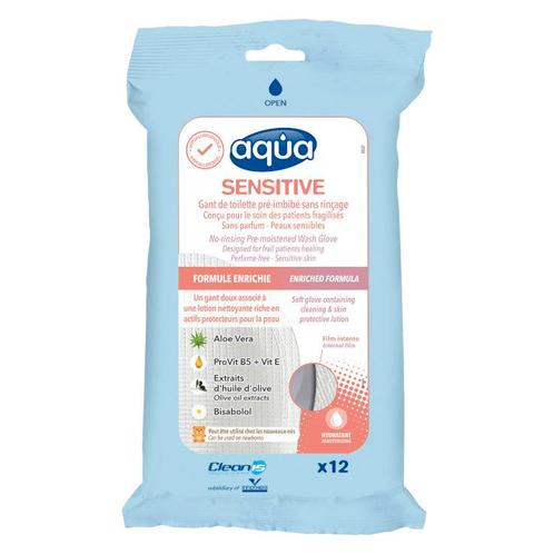 Aqua® Sensitive vochtige washandjes - 12 stuks, Huis en Inrichting, Schoonmaakartikelen, Verzenden