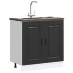 vidaXL Spoelbakonderkast Kalmar 80x46x81,5 cm bewerkt hout, Huis en Inrichting, Keuken | Keukenelementen, Verzenden, Nieuw, Zwart