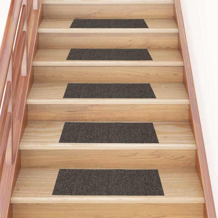 vidaXL Trapmatten Zelfklevend 15 stuks 60x25 cm Antraciet, Doe-het-zelf en Verbouw, Ladders en Trappen, Nieuw, Verzenden