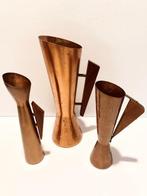 Vaas - Hout, Koper - Set van drie vazen in diabolo-stijl, Antiek en Kunst