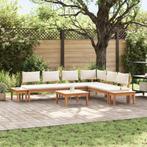 vidaXL Tuinbankset 4 pcs Bruin en Crème 2-zits Medium Hout, Verzenden, Nieuw