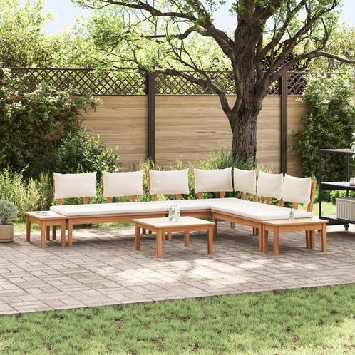 vidaXL Tuinbankset 4 pcs Bruin en Crème 2-zits Medium Hout, Tuin en Terras, Tuinsets en Loungesets, Nieuw, Verzenden