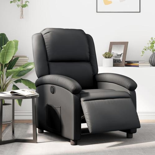 vidaXL Fauteuil elektrisch verstelbaar echt leer zwart, Huis en Inrichting, Fauteuils, Nieuw, Verzenden