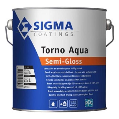 Sigma Torno Aqua Semi-Gloss - WIT - 2,5 liter (Lakverf), Doe-het-zelf en Verbouw, Verf, Beits en Lak, Lak, Wit, Nieuw, Minder dan 5 liter