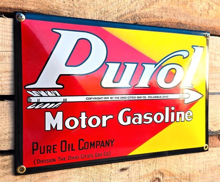 Purol Motor Gasoline emaille bord, Verzamelen, Merken en Reclamevoorwerpen, Verzenden