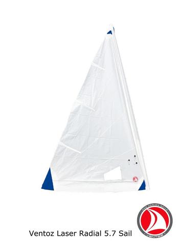 Ventoz Laser Radial Zeil 5.7 m2 (ILCA 6)  -Blauwe Patches beschikbaar voor biedingen