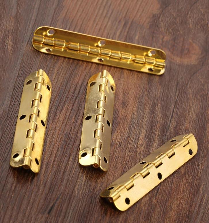 Set van 10 lange scharniertjes, (6,5 cm lang, messing, max, Doe-het-zelf en Verbouw, Gereedschap | Handgereedschap, Nieuw, Ophalen of Verzenden