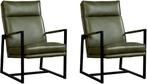 Olijfgroene leren industriële design fauteuils - Granada le, Nieuw, Ophalen of Verzenden, 50 tot 75 cm, Leer