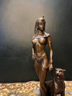 Cesaro - sculptuur, Cleopatra met PANTHER - 27 cm - Brons,, Antiek en Kunst